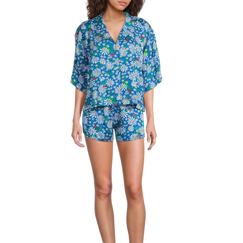 Printfresh Womens Pajamas Satin Sweet Dreams Lucky Daisy NWT size Large